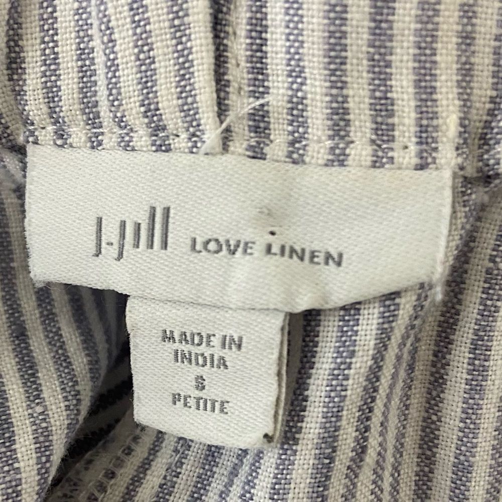 J Jill Love Linen Women’s Ankle Pants Blue & White Striped Lightweight Size S - Picture 3 of 14